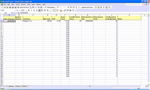 Simple Sales Ledger in Excel